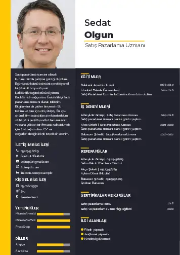 Satış Pazarlama CV Örnekleri cv indir
